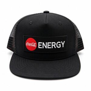 Coca Cola Energy Snapback Hat Black Red Trucker Cap Adjustable Flat‎ Bill